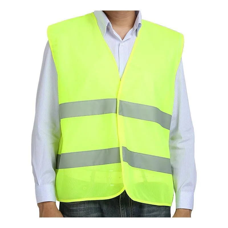 10 Pieces / Bag Reflective Vest And Pocket Less Safety Suits Fluorescent Green Clothing