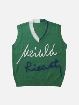 AlanBalen® - Colorblock Line Letter Sweater Vest