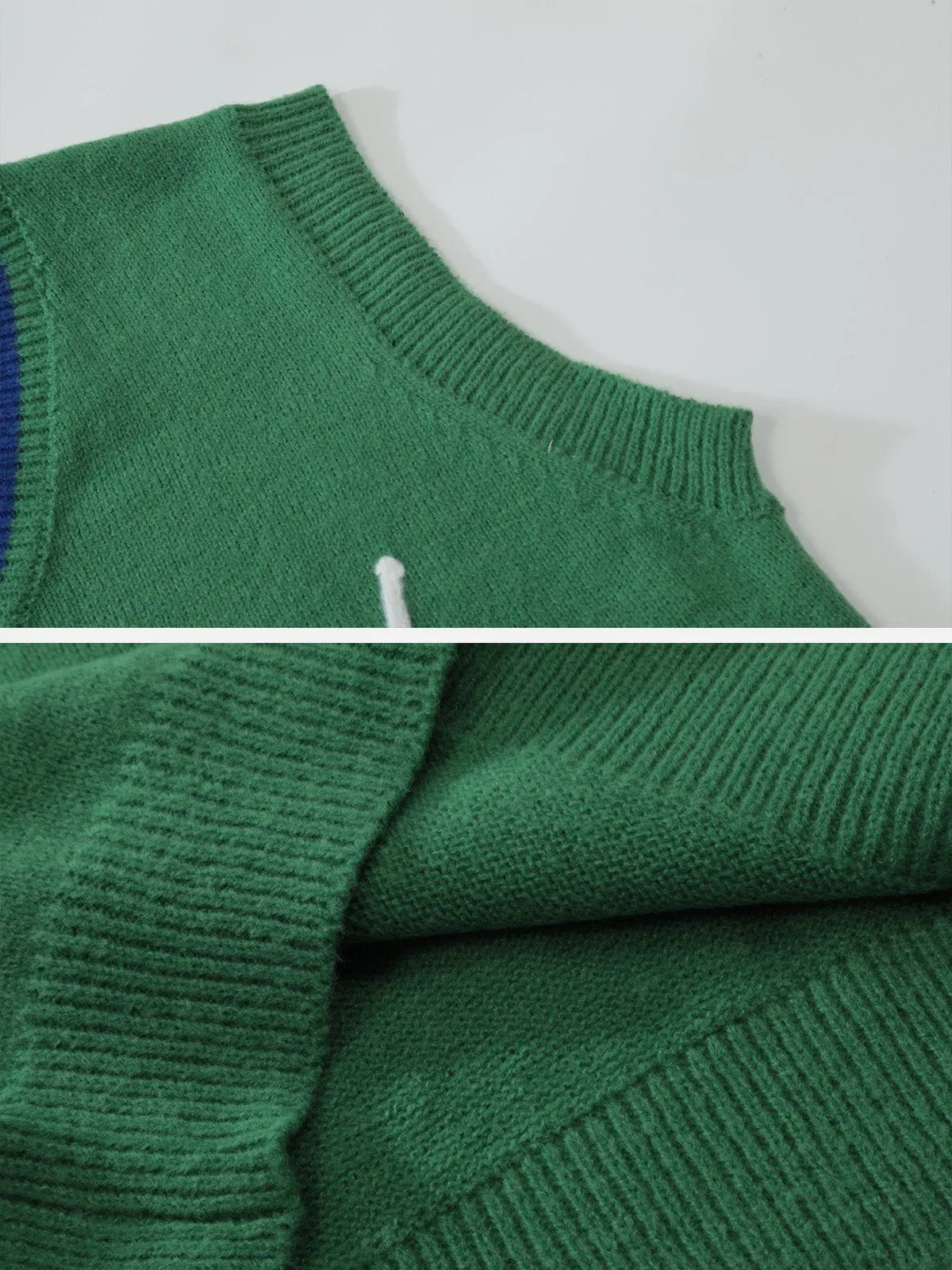 AlanBalen® - Colorblock Line Letter Sweater Vest