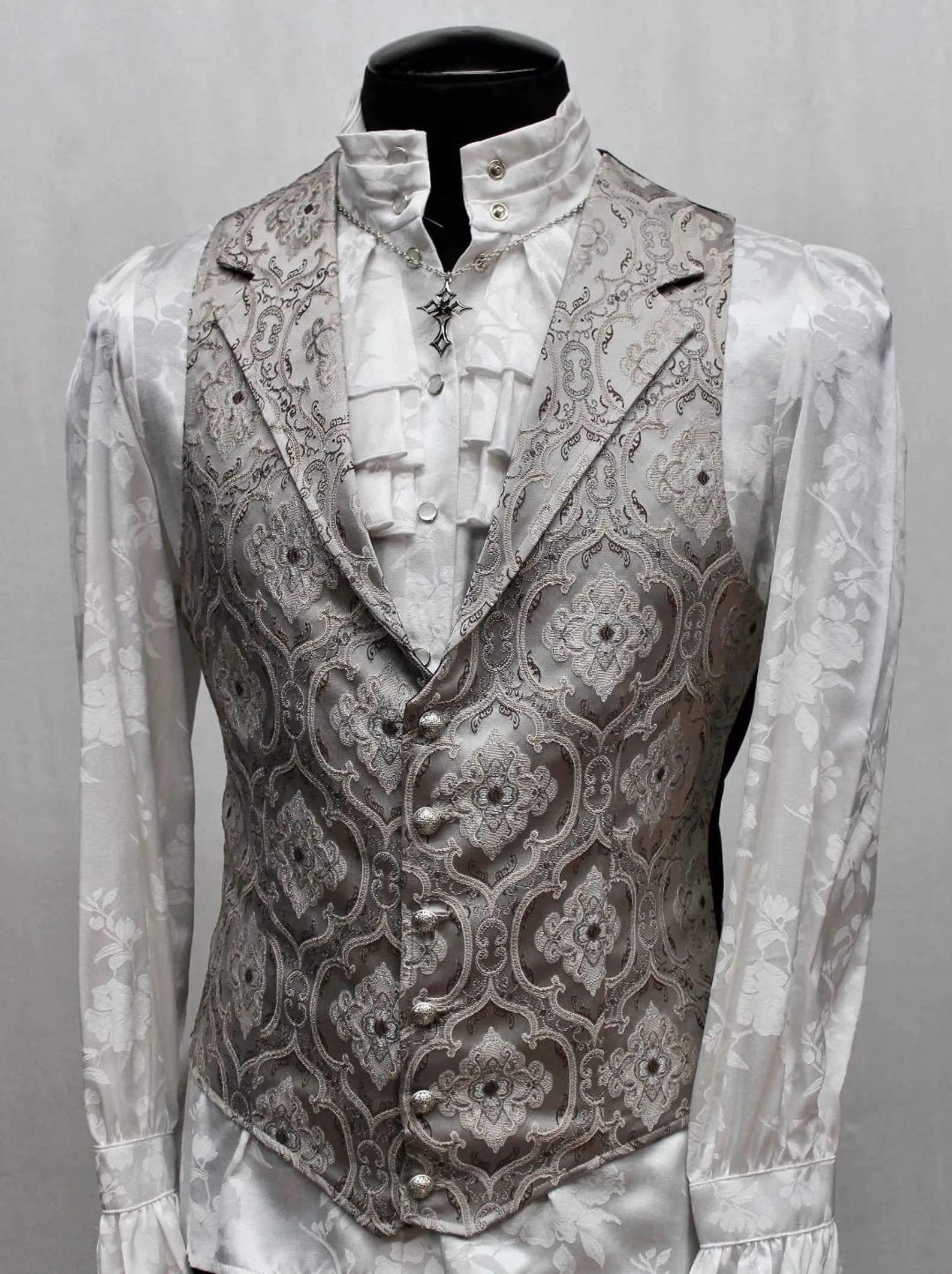 ARISTOCRAT VEST - EDWARDIAN BROCADE - Silver