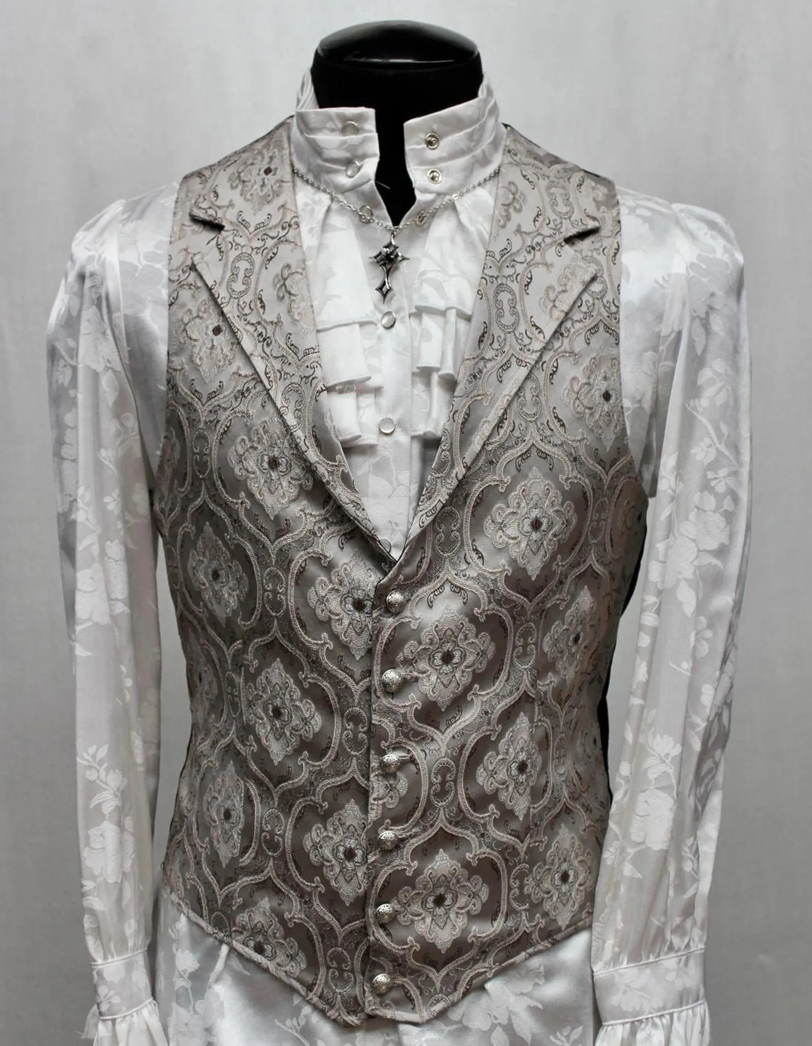ARISTOCRAT VEST - EDWARDIAN BROCADE - Silver