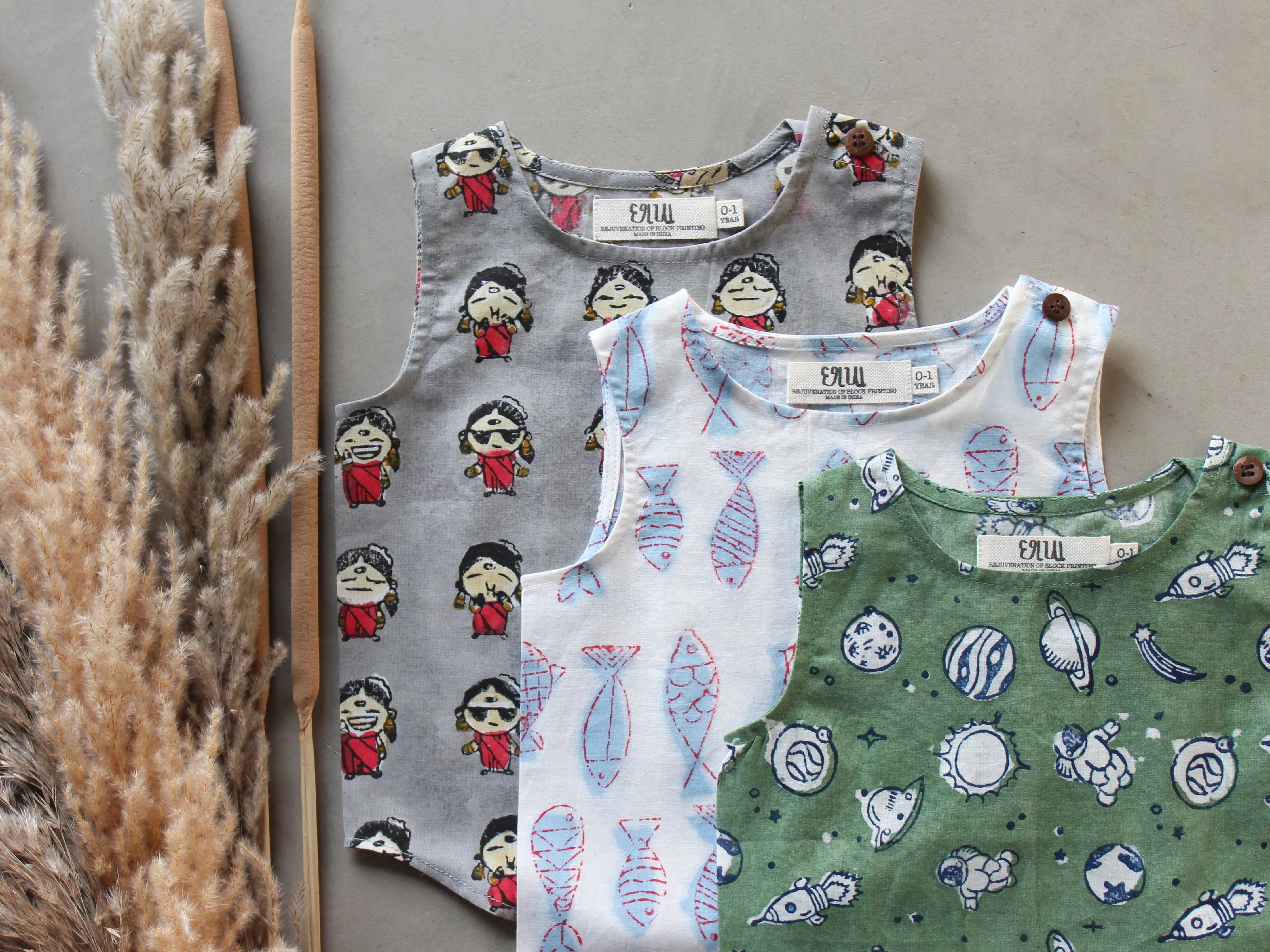 BABY COTTON 3 PACK VEST- GUDDIYA, FISH & SPACE