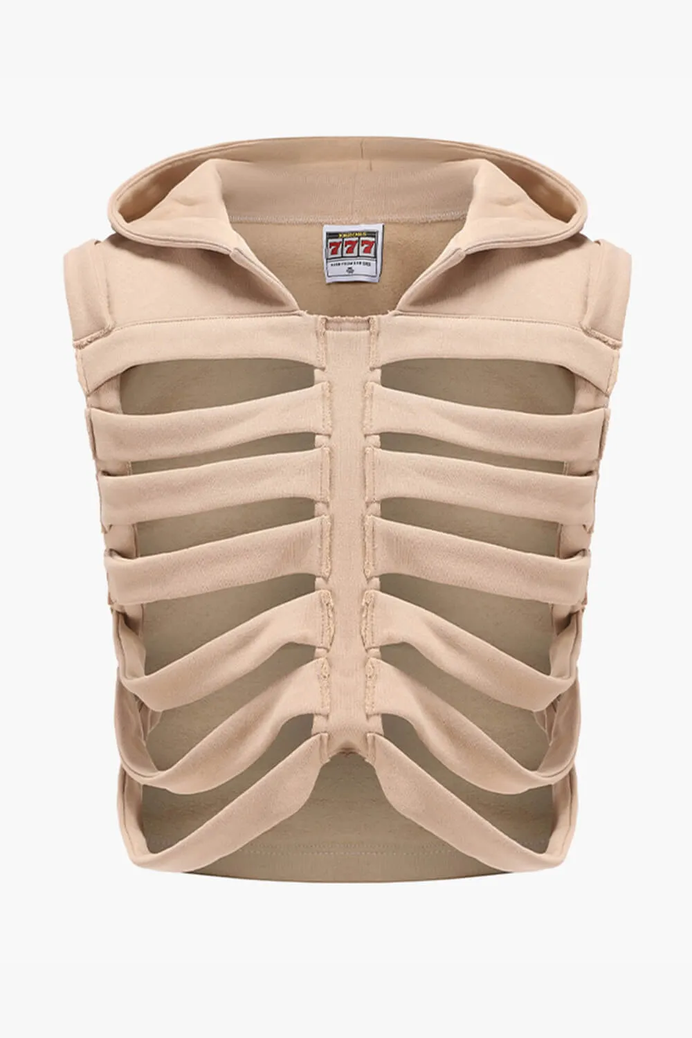 Distressed Skeleton Ribs Hooded Vest