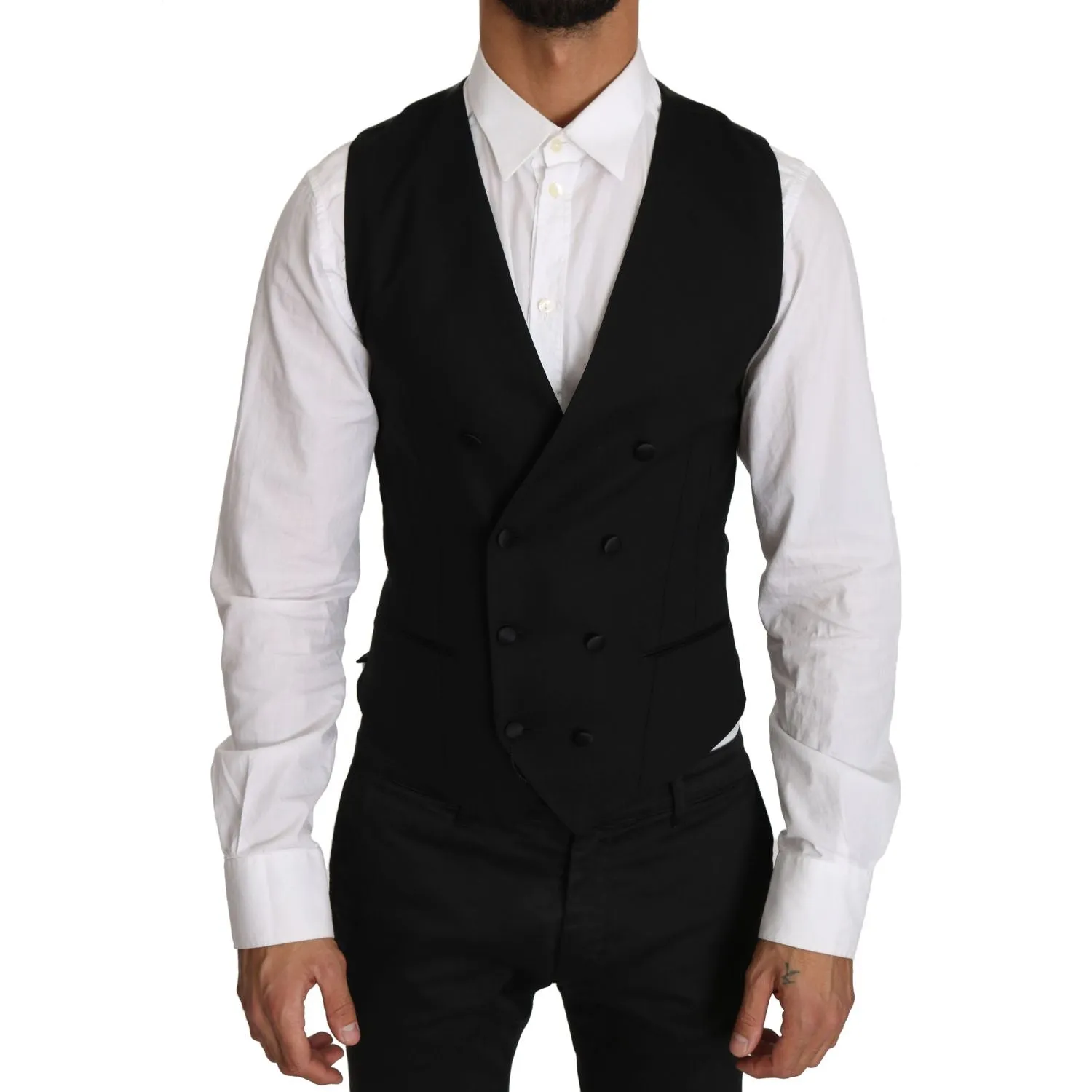 Dolce & Gabbana Sleek Double Breasted Slim Fit Wool Vest
