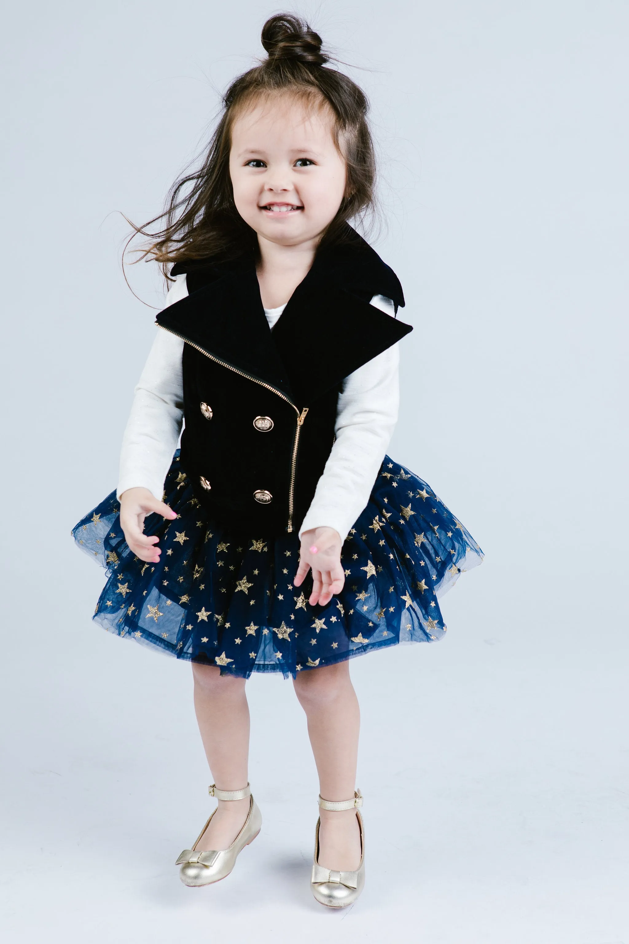 Double Breasted Velvet Vest w/ Gold Buttons