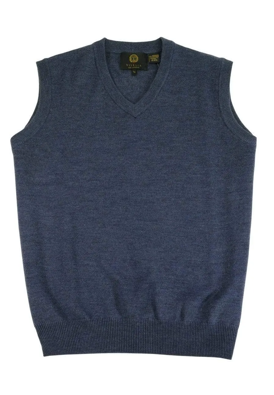 Elevate Your Style with our Extra Fine Merino Wool V-Neck Pull Over Sweater Vest - Available in 11 Vibrant Colors