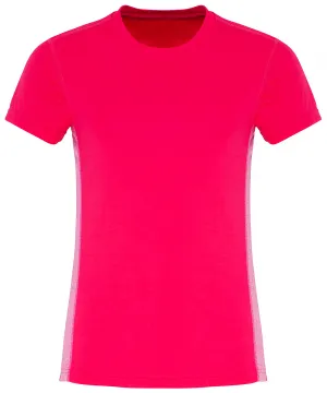 Hot Pink/Pink Melange - Women's TriDri® contrast panel performance t-shirt