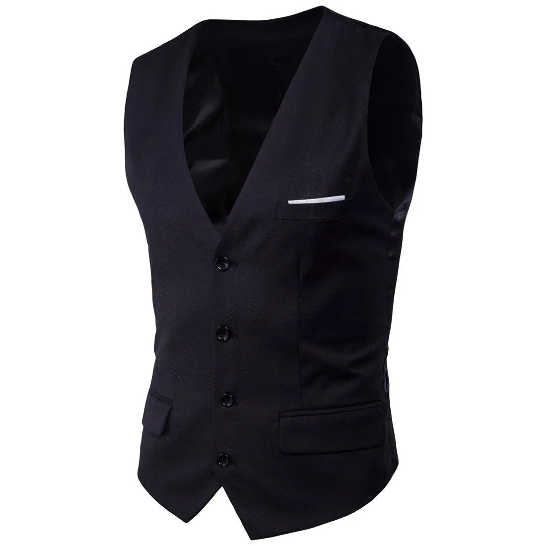 Mens Slim Fit Button Down Vest with Pocket Details