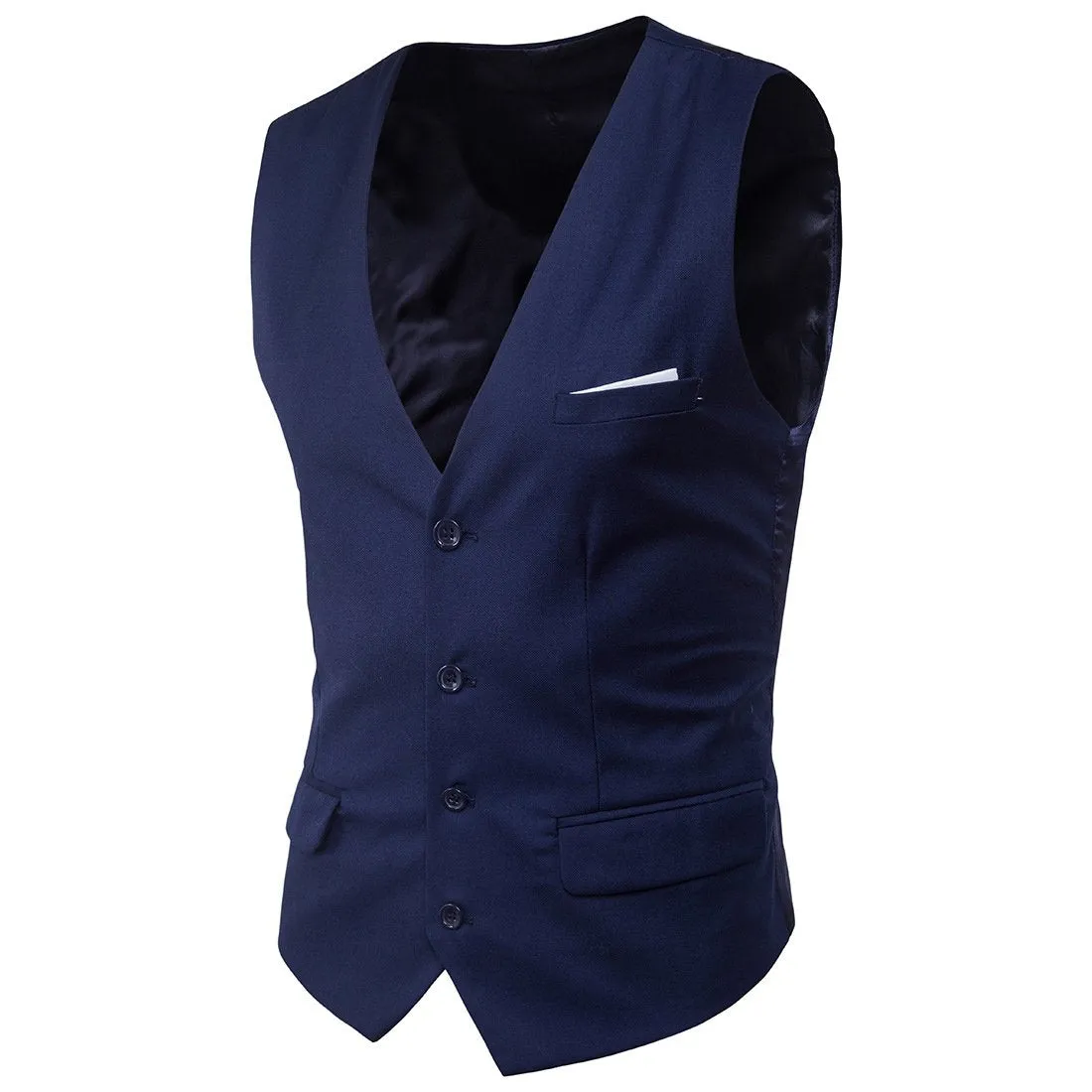 Mens Slim Fit Button Down Vest with Pocket Details