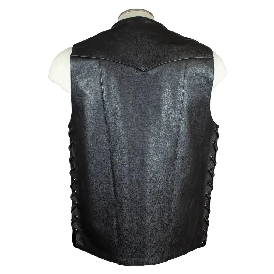 Open Road Men's 10 Pocket Leather Gunslinger Vest