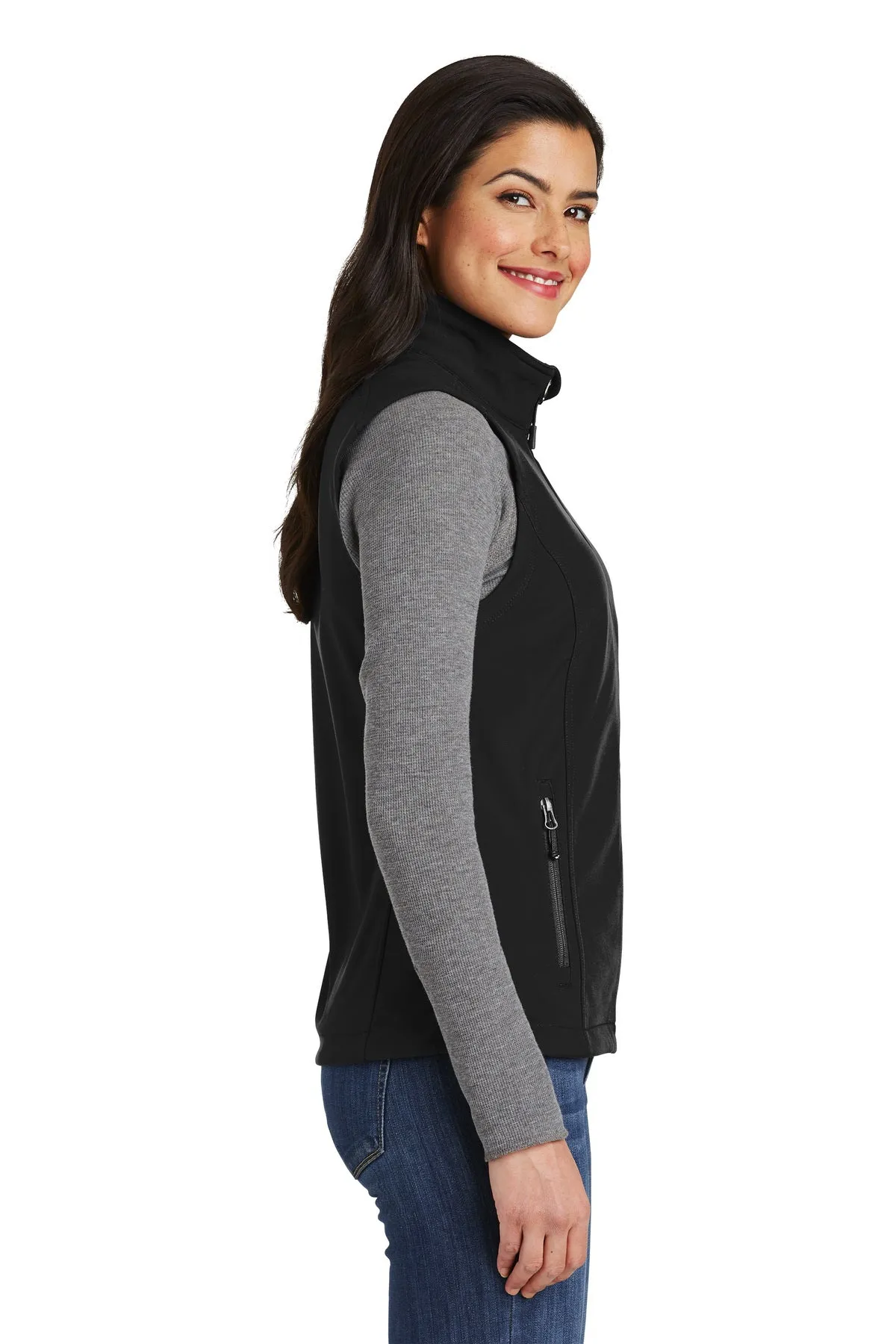 Port Authority Ladies Core Soft Shell Branded Vests, Black
