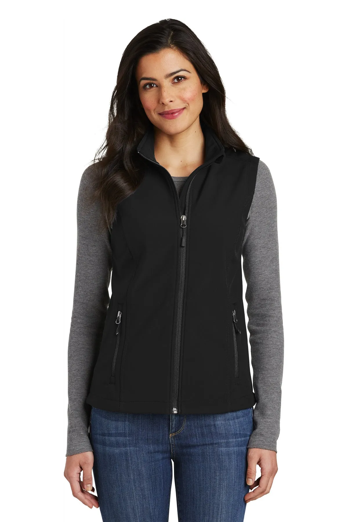 Port Authority Ladies Core Soft Shell Branded Vests, Black