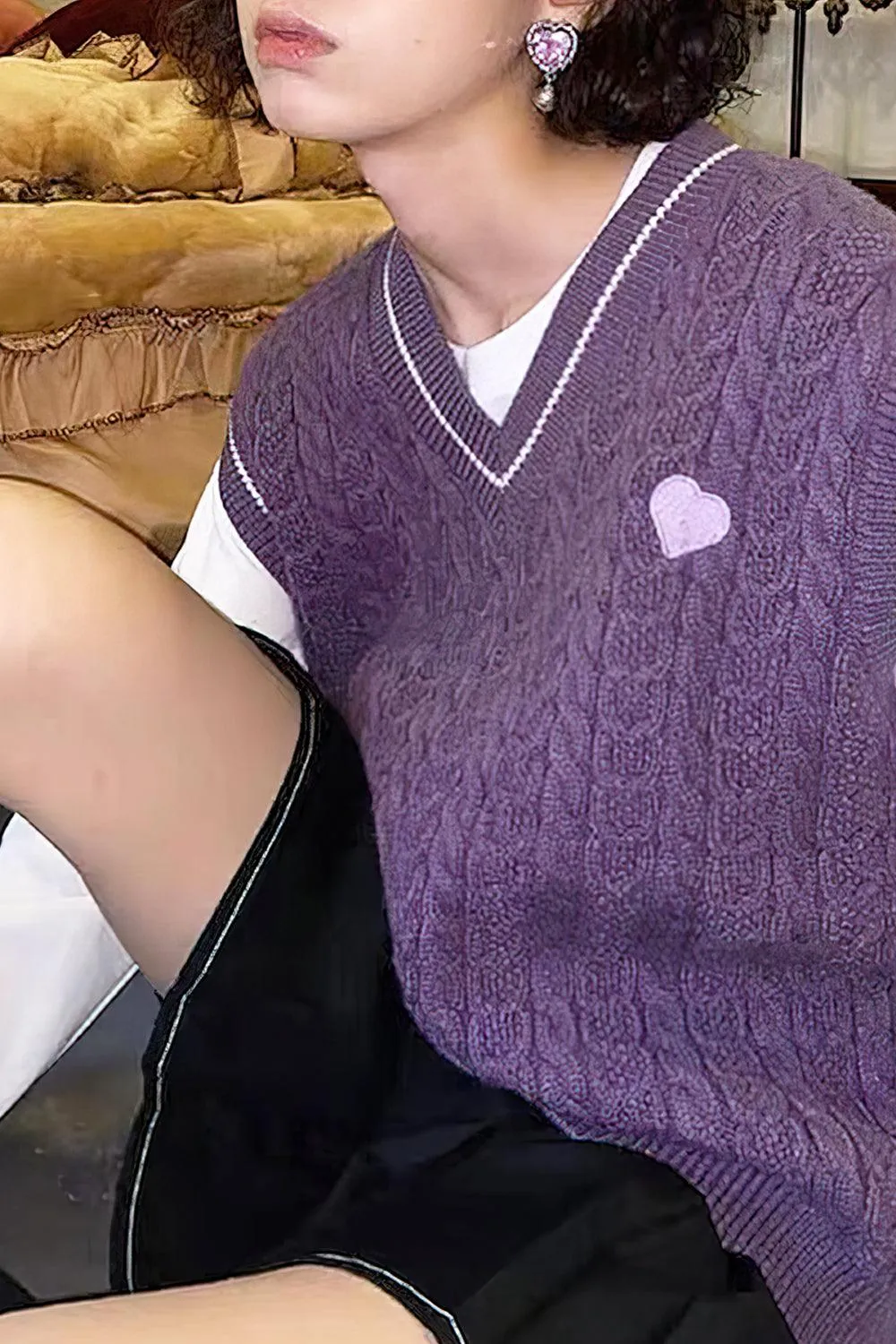 Purple Heart Knit Aesthetic Vest