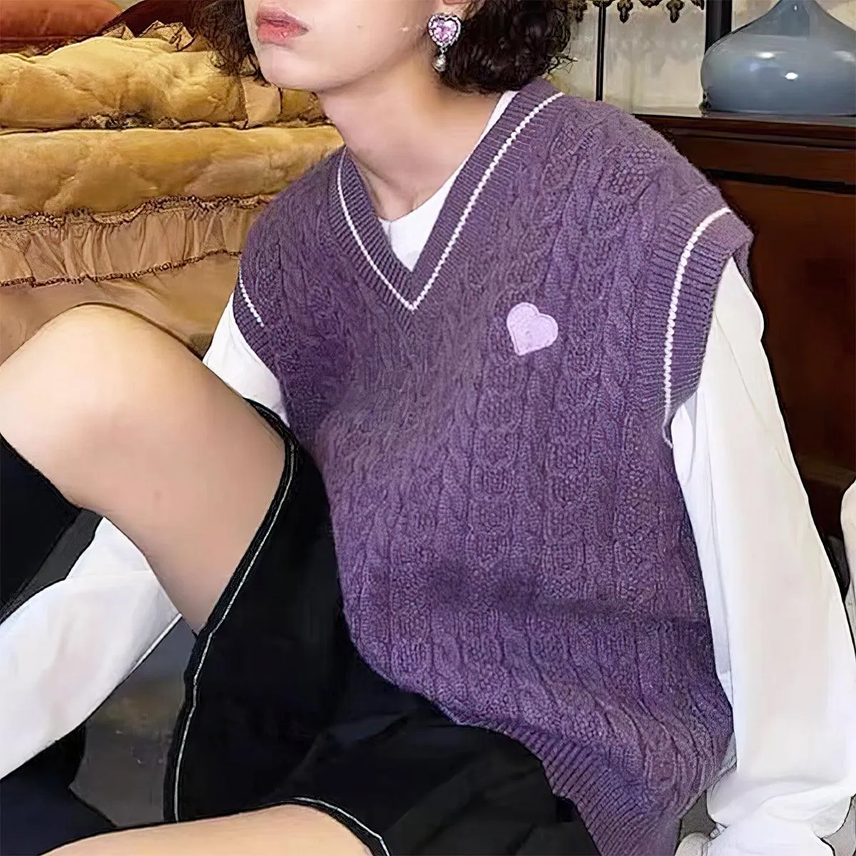 Purple Heart Knit Aesthetic Vest
