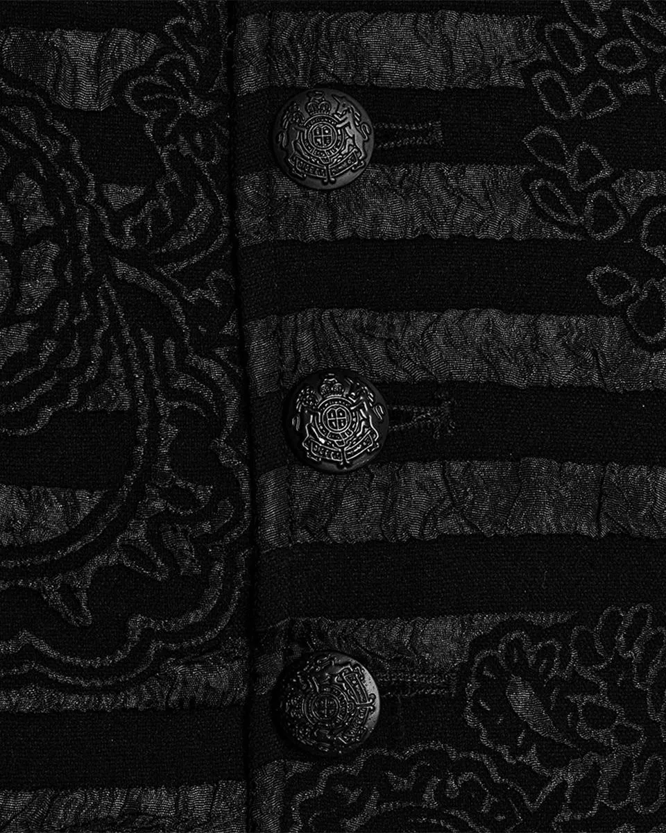 WY-1621MJM-BKM Mens Dark Gothic Striped Paisley Waistcoat Vest