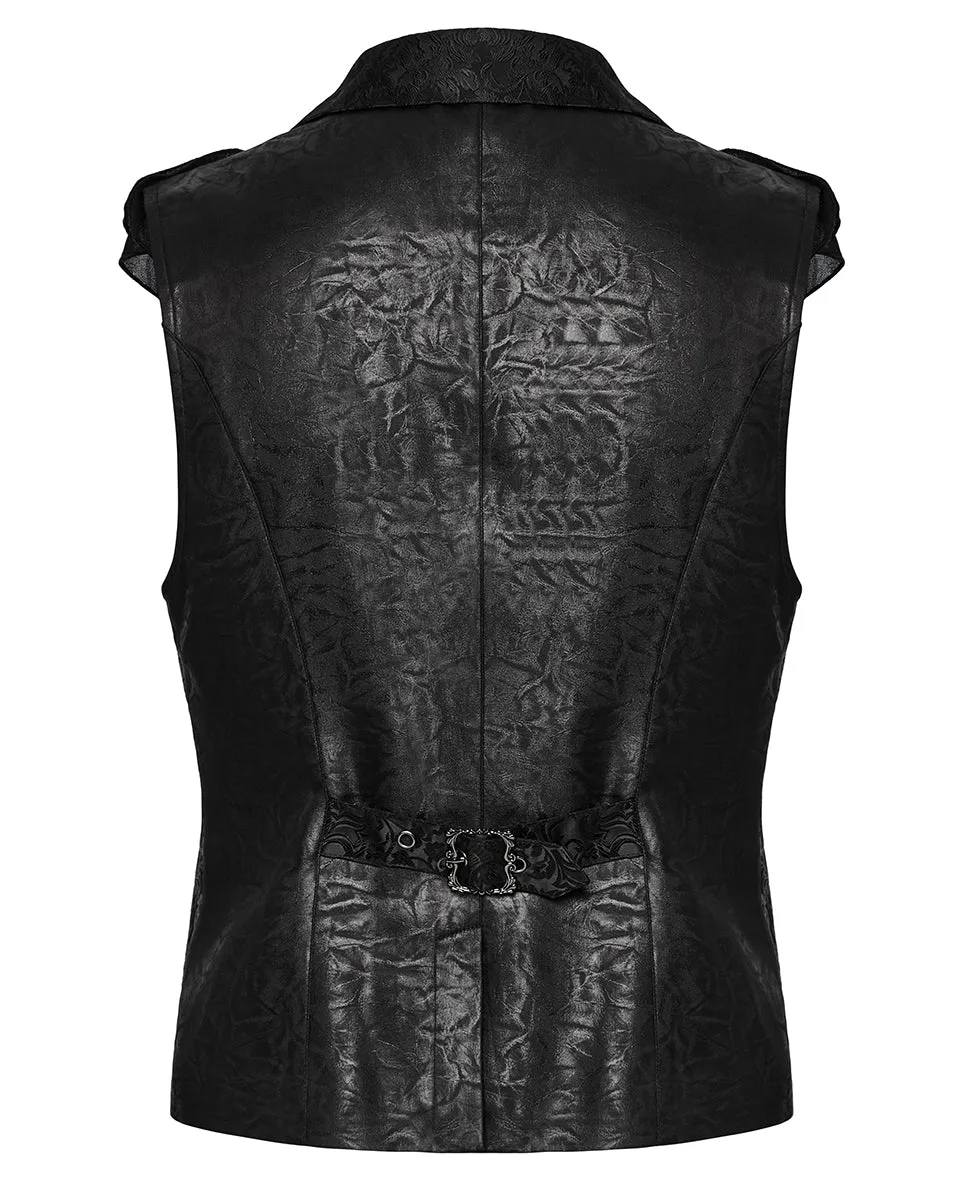 WY-1686MJM Mens Dark Gothic Aristocrat Embellished Lace Trim Waistcoat Vest