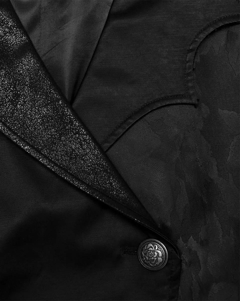 WY-1720MJM-BKM Mens Visual Kei Gothic Asymmetric Chained Waistcoat Vest - Black