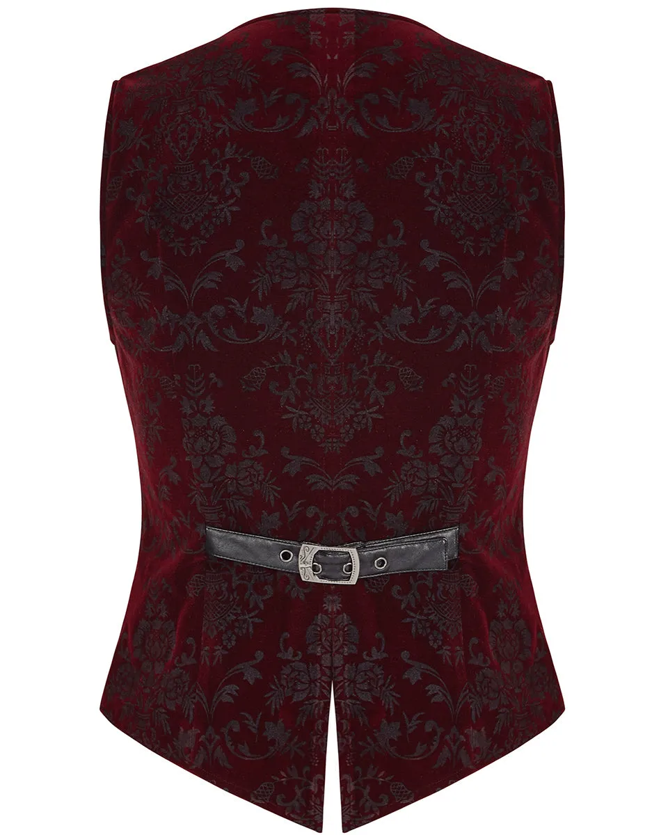 Y-813 Alcazar Mens Waistcoat Vest - Red Damask