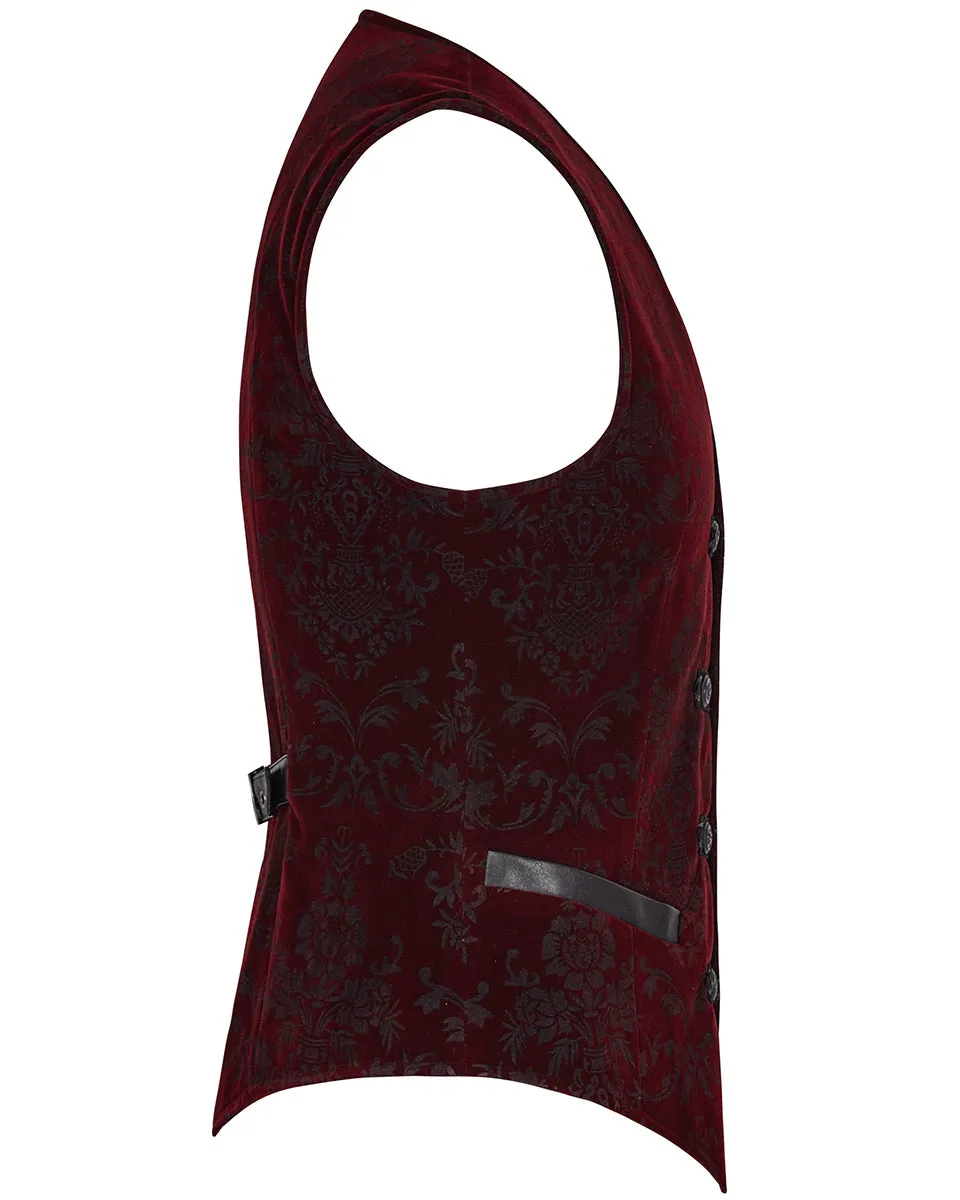 Y-813 Alcazar Mens Waistcoat Vest - Red Damask