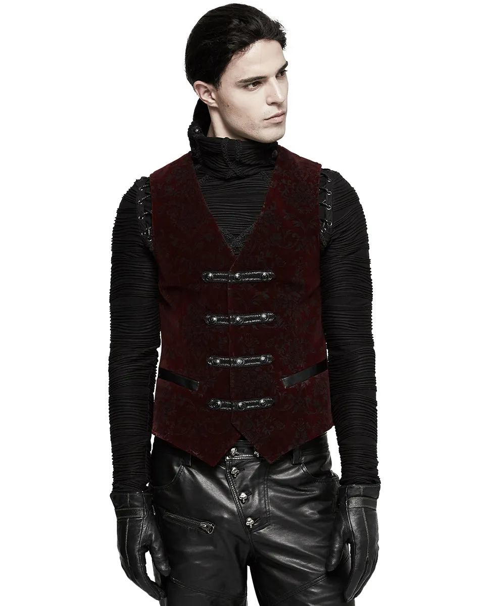 Y-813 Alcazar Mens Waistcoat Vest - Red Damask
