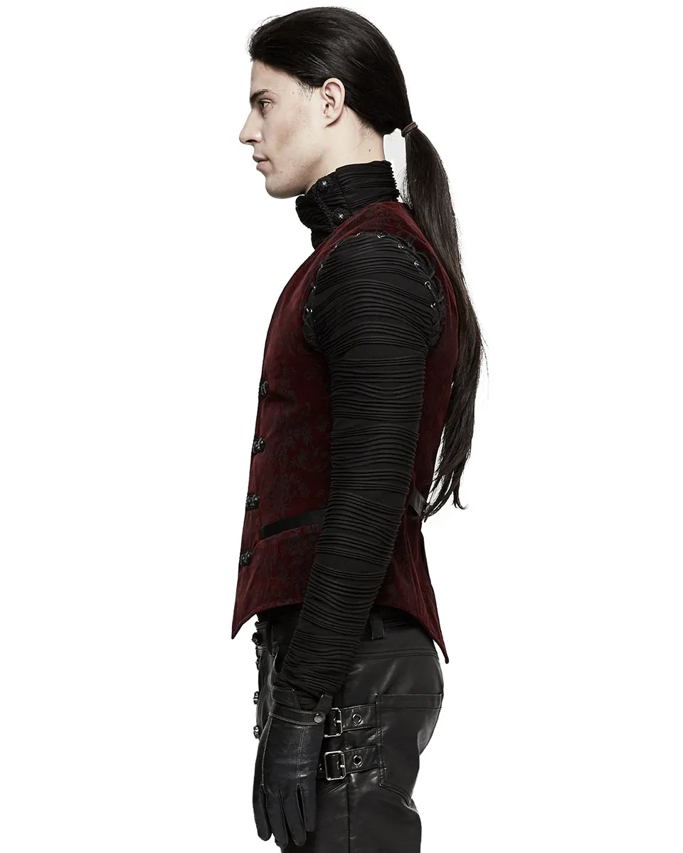 Y-813 Alcazar Mens Waistcoat Vest - Red Damask