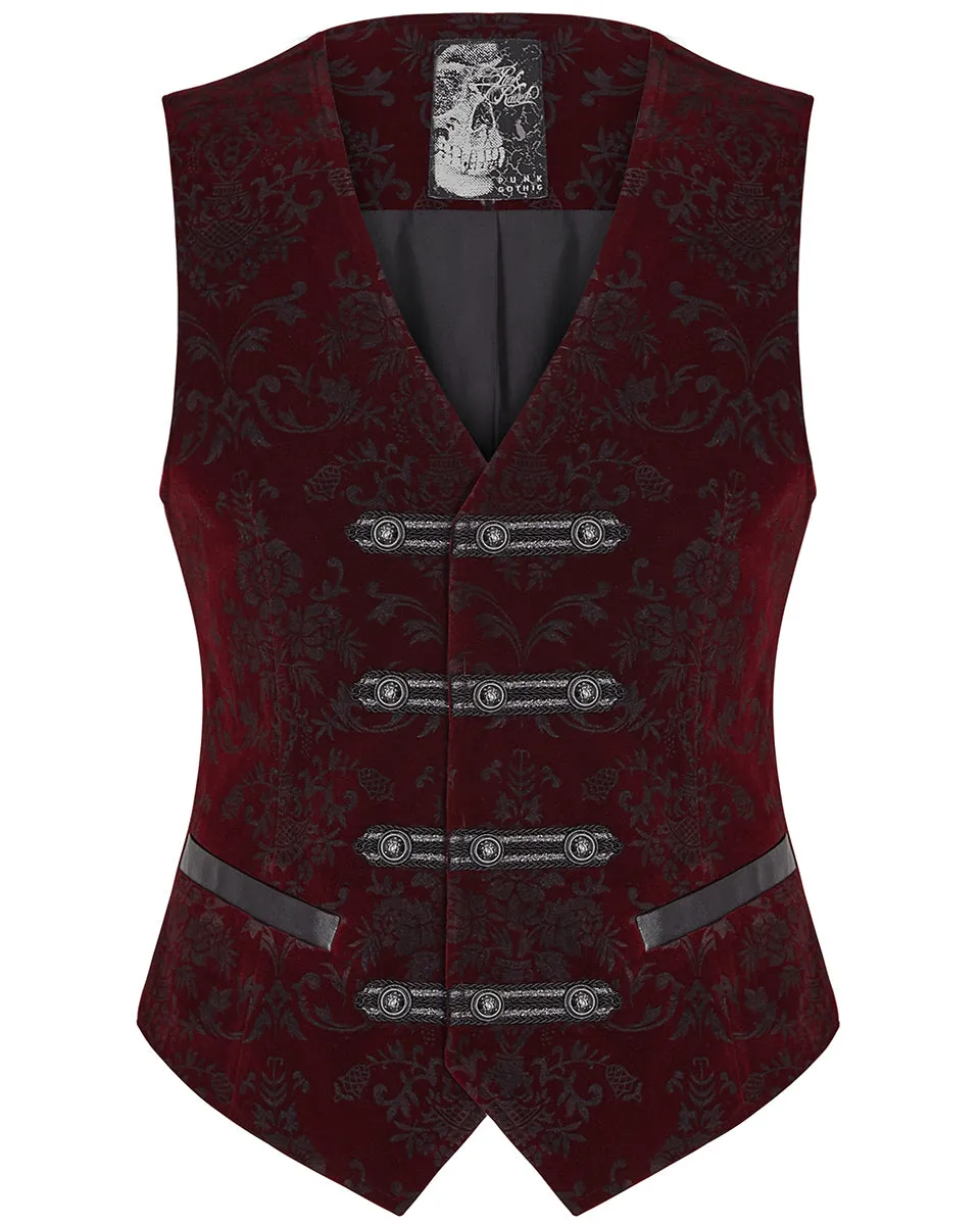 Y-813 Alcazar Mens Waistcoat Vest - Red Damask