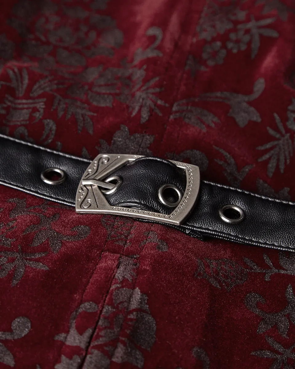 Y-813 Alcazar Mens Waistcoat Vest - Red Damask