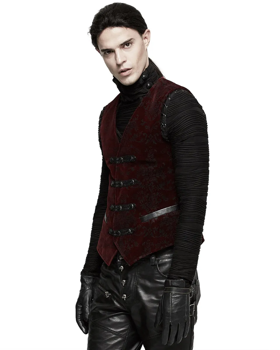 Y-813 Alcazar Mens Waistcoat Vest - Red Damask